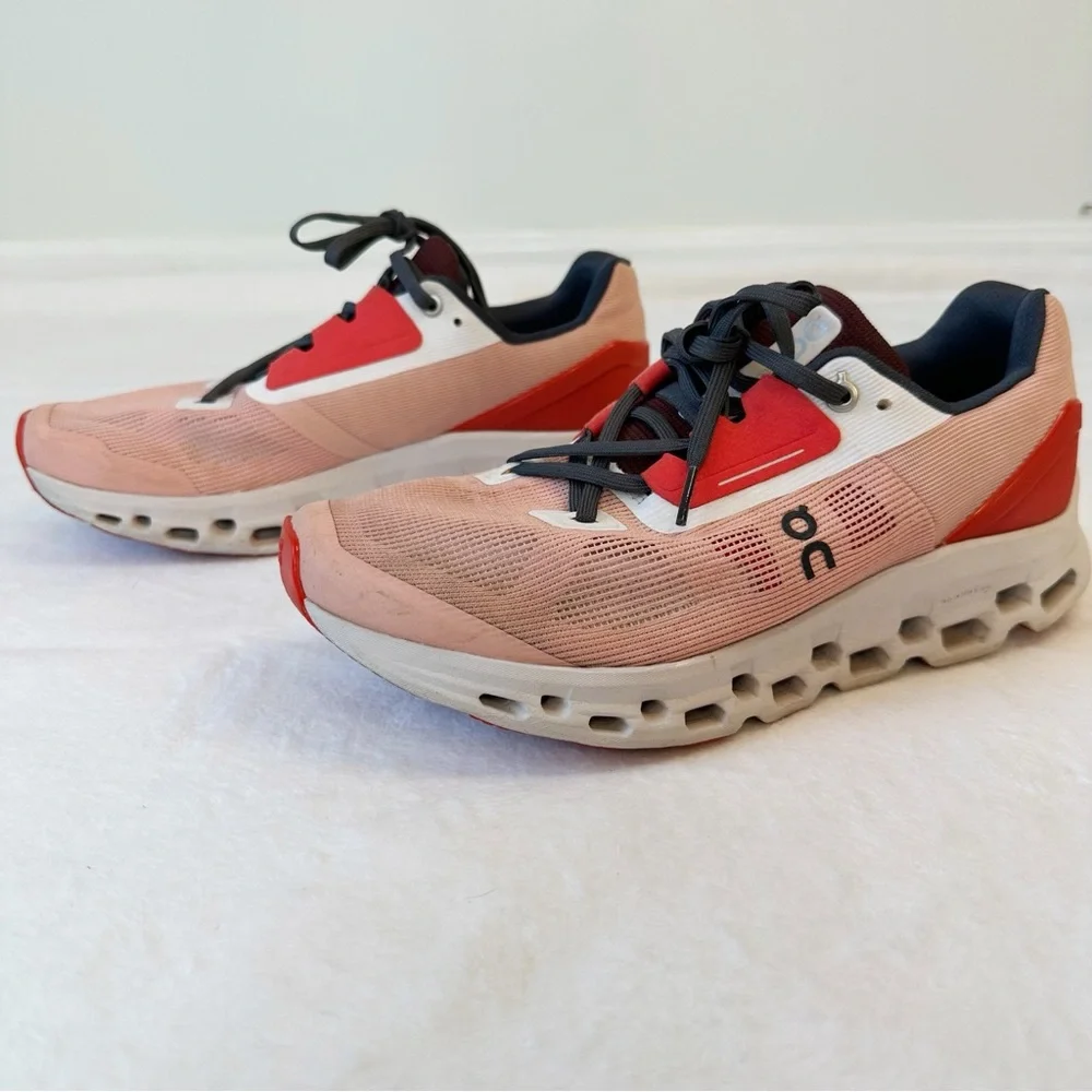 On Running Cloudstratus Rose Red Coral Running Shoes Sneakers, size Women’s 9 - Picture 6 of 16